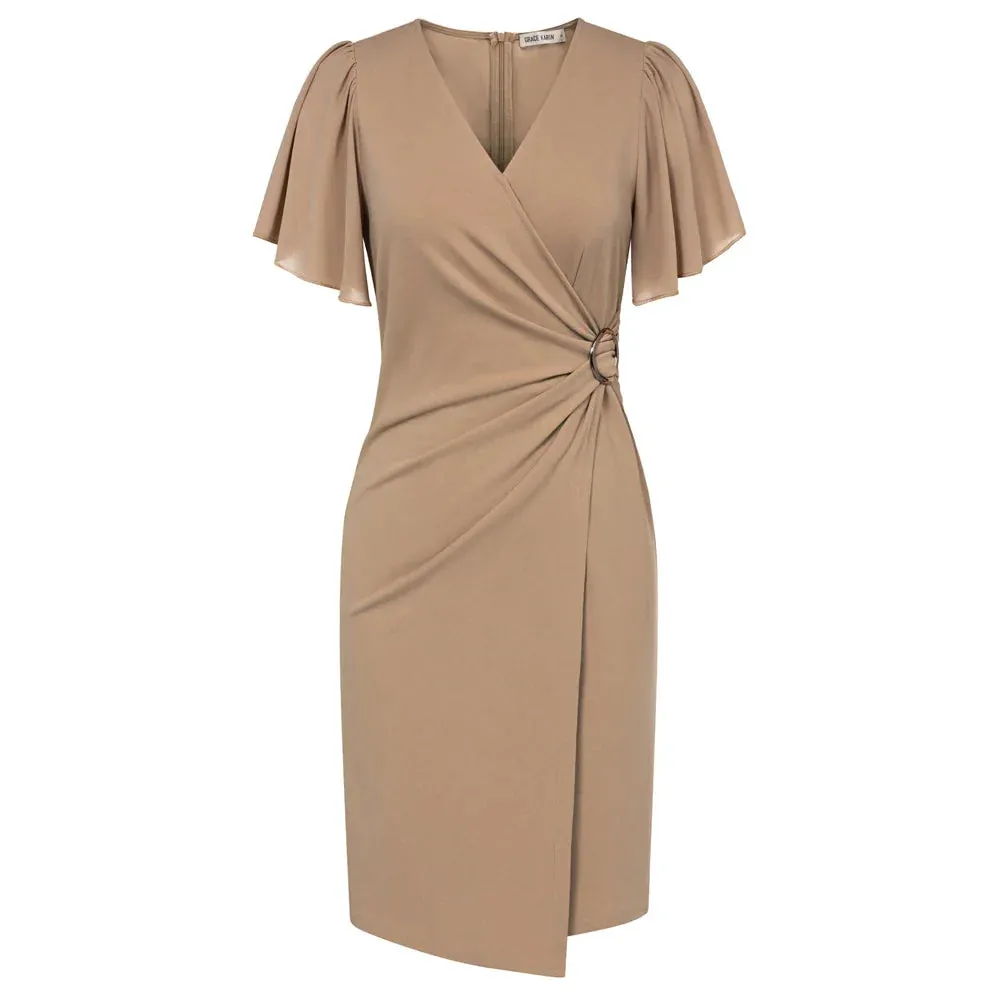 Sophie | Elegant Beige Wrap Dress