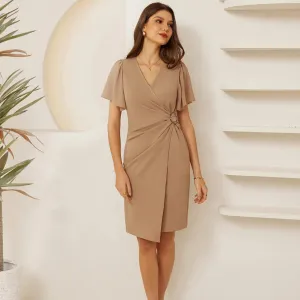 Sophie | Elegant Beige Wrap Dress