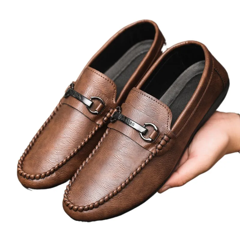 Spring society guy casual shoes trendy shoes Doudou shoes men's lazy shoes cover feet one pedal men's shoes foreign trade large size