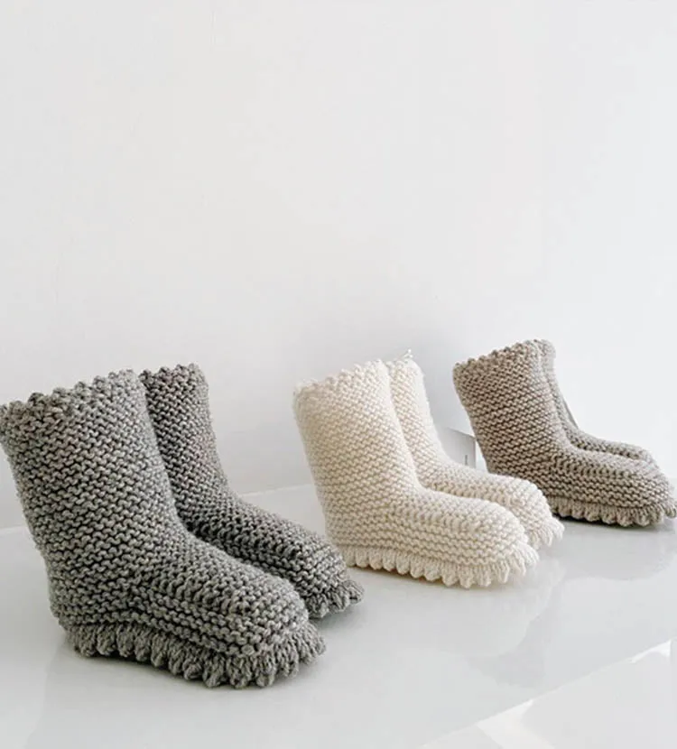 Strickschuhe Boots Light Grey