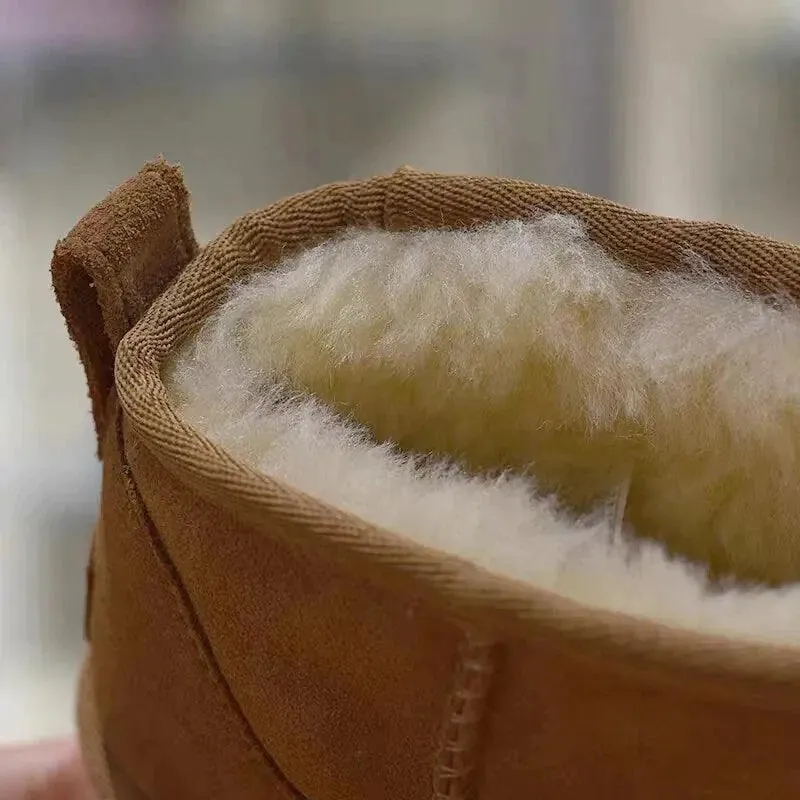 Stylish 1 Pair of Ankle High Suede Boots with Sheepskin Lining for All-Day Comfort