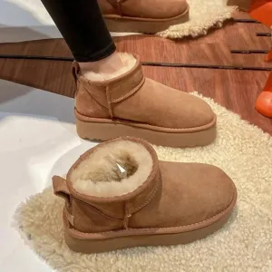 Stylish 1 Pair of Ankle High Suede Boots with Sheepskin Lining for All-Day Comfort