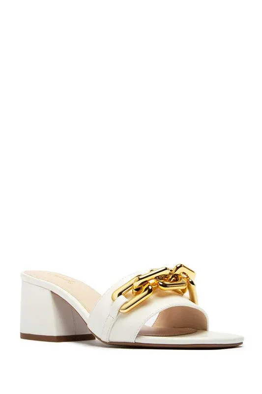 Stylish Chain Link Thick Heel