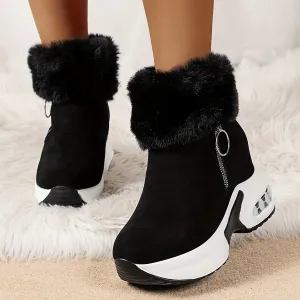 Stylish Plush Platform Boots