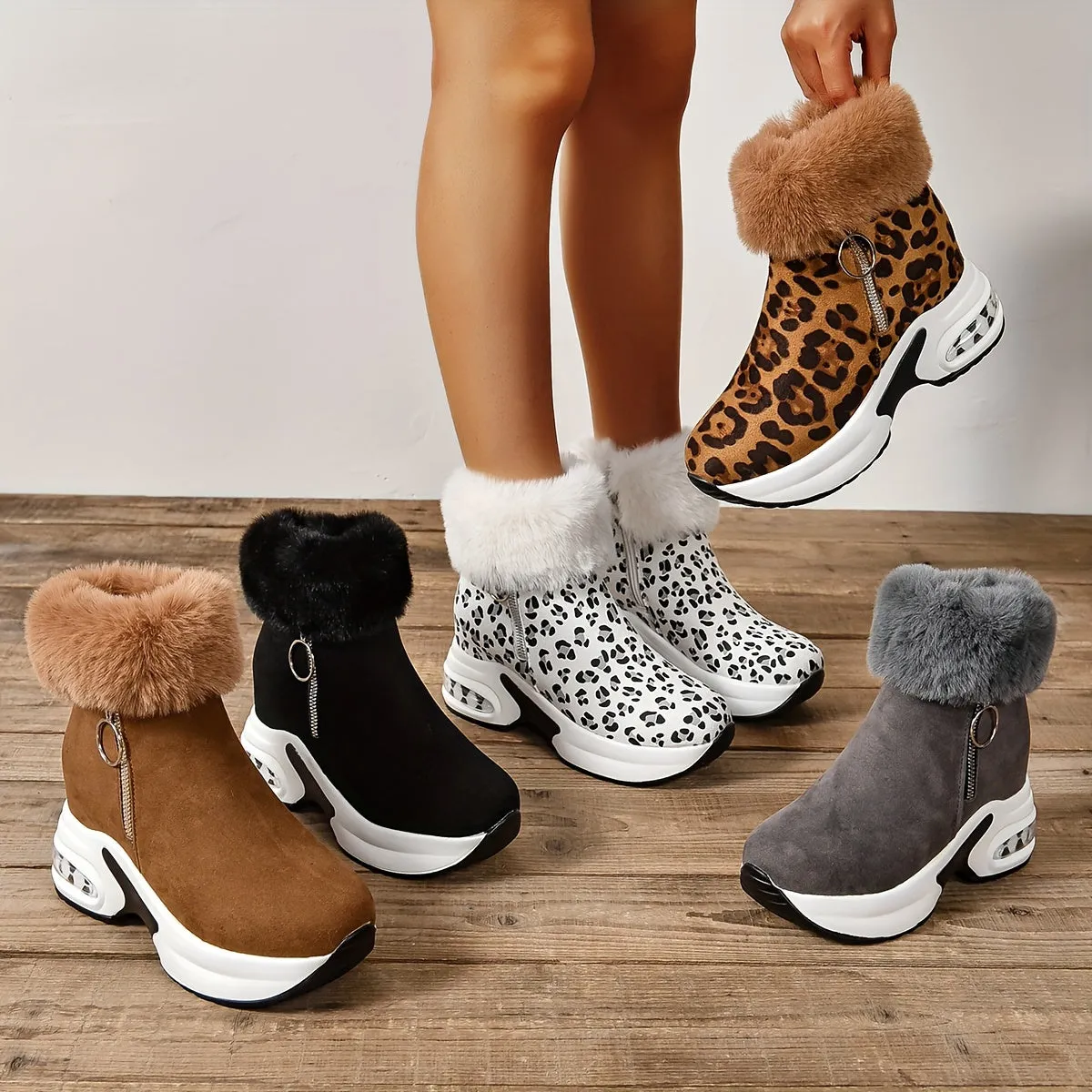 Stylish Plush Platform Boots