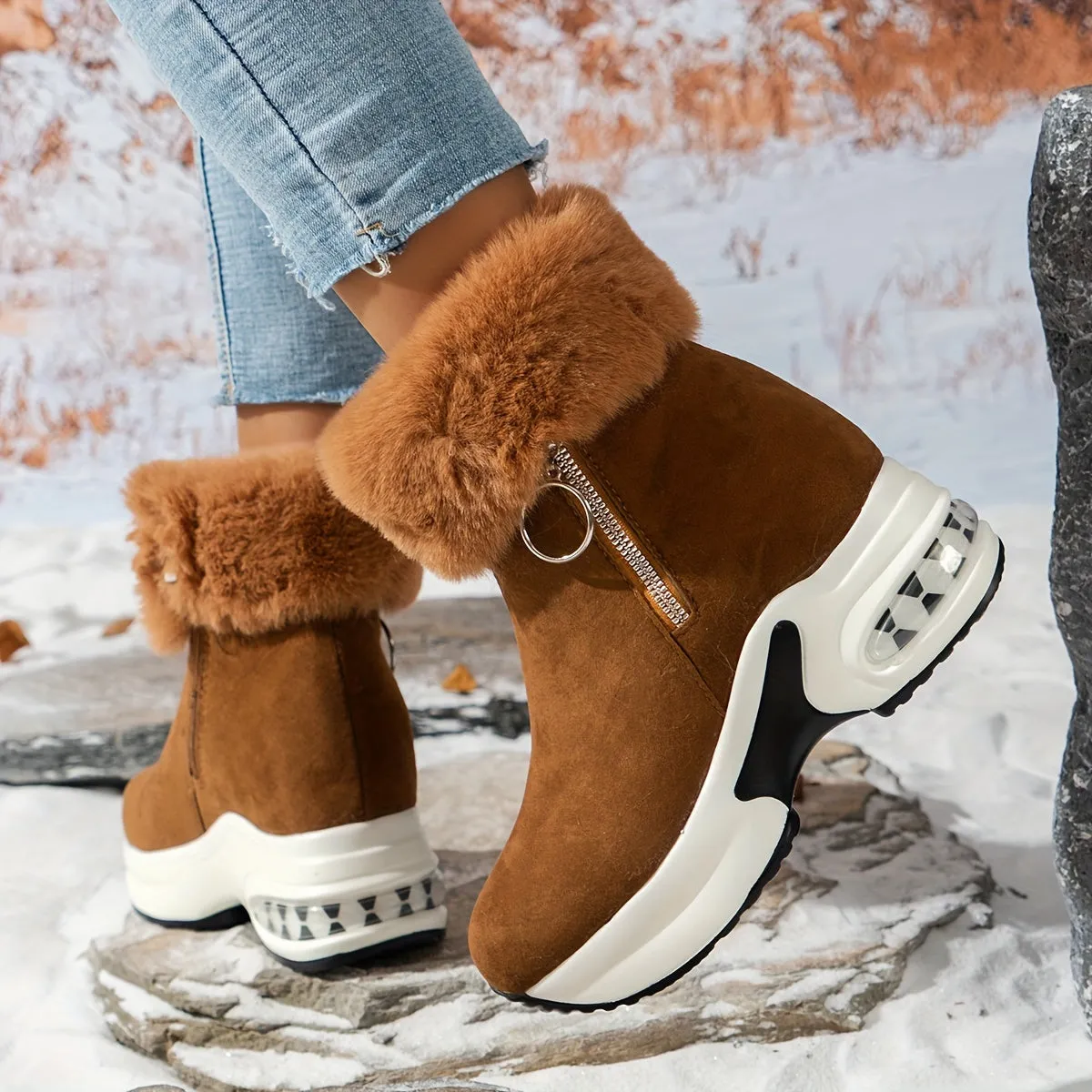 Stylish Plush Platform Boots