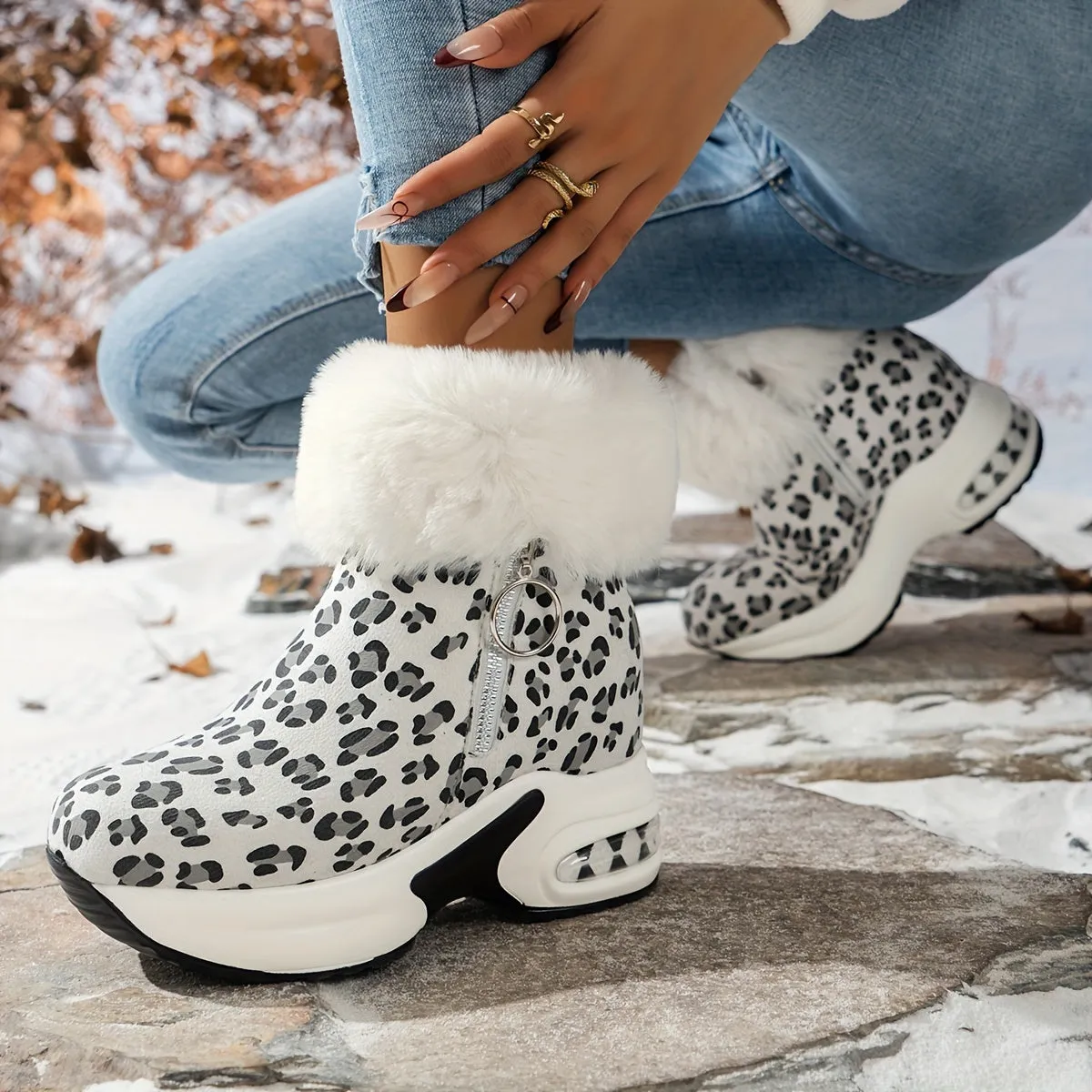 Stylish Plush Platform Boots
