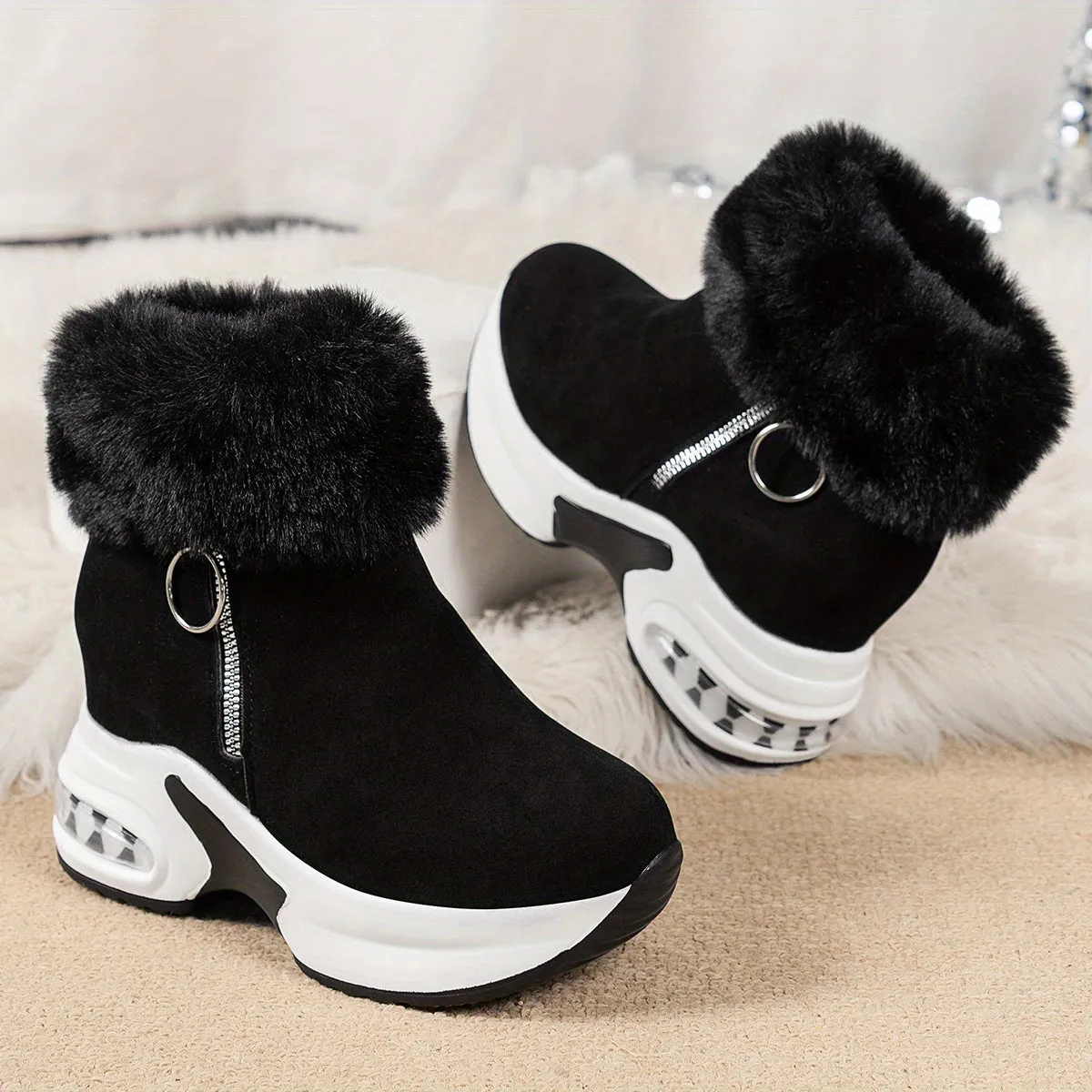 Stylish Plush Platform Boots
