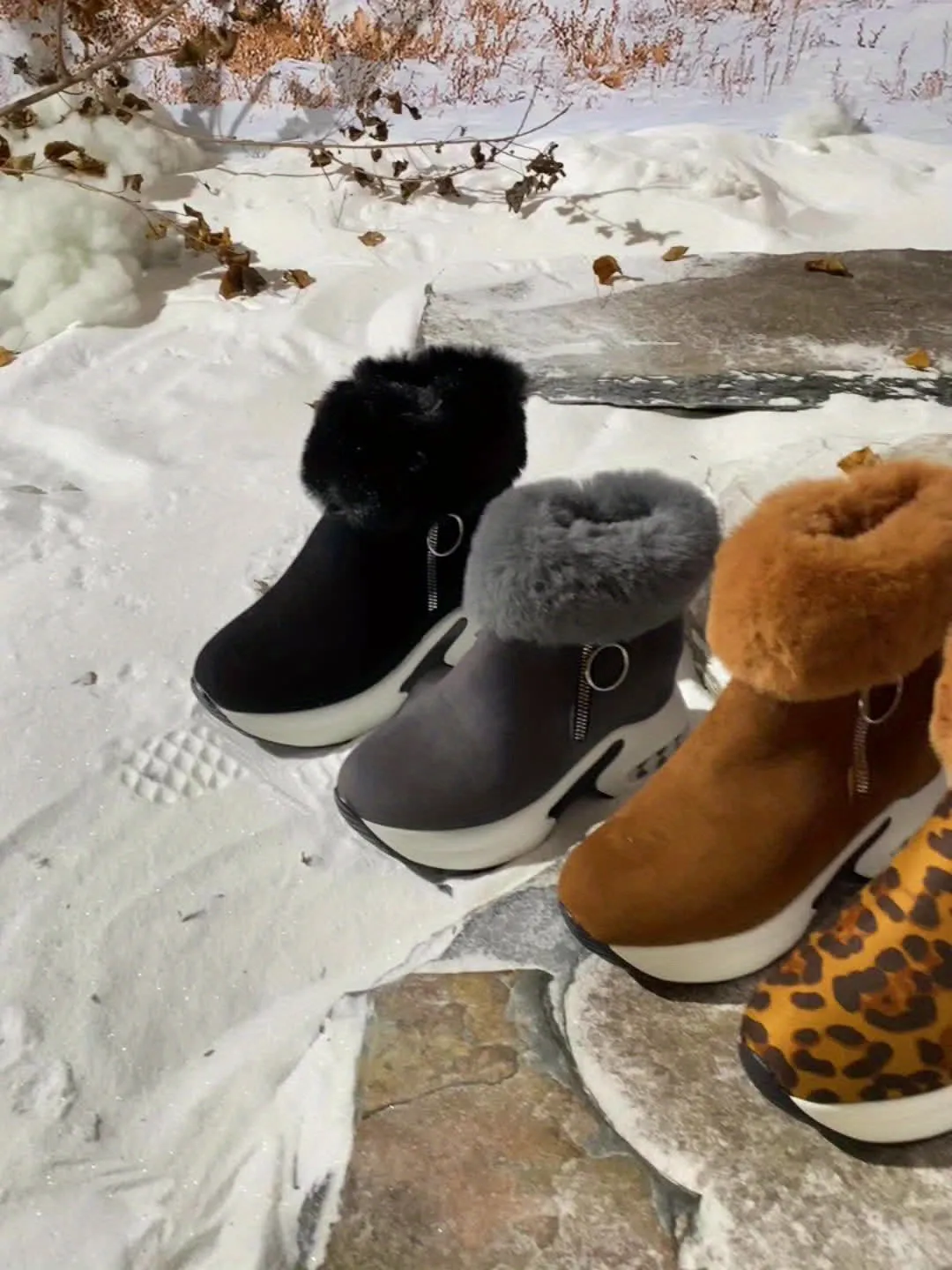Stylish Plush Platform Boots