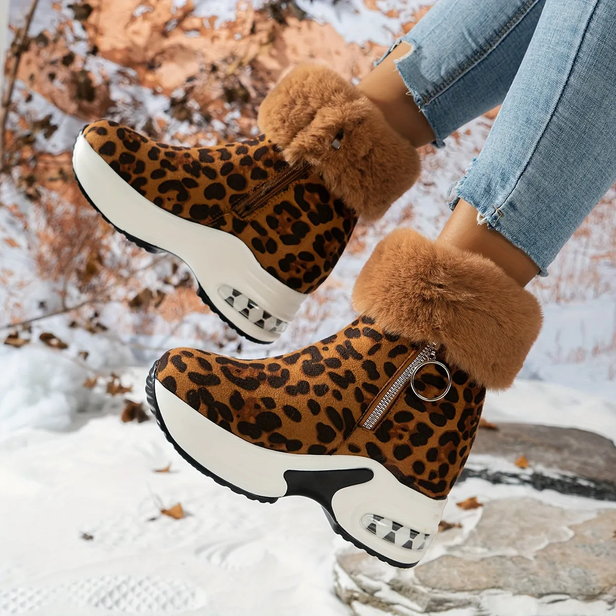 Stylish Plush Platform Boots