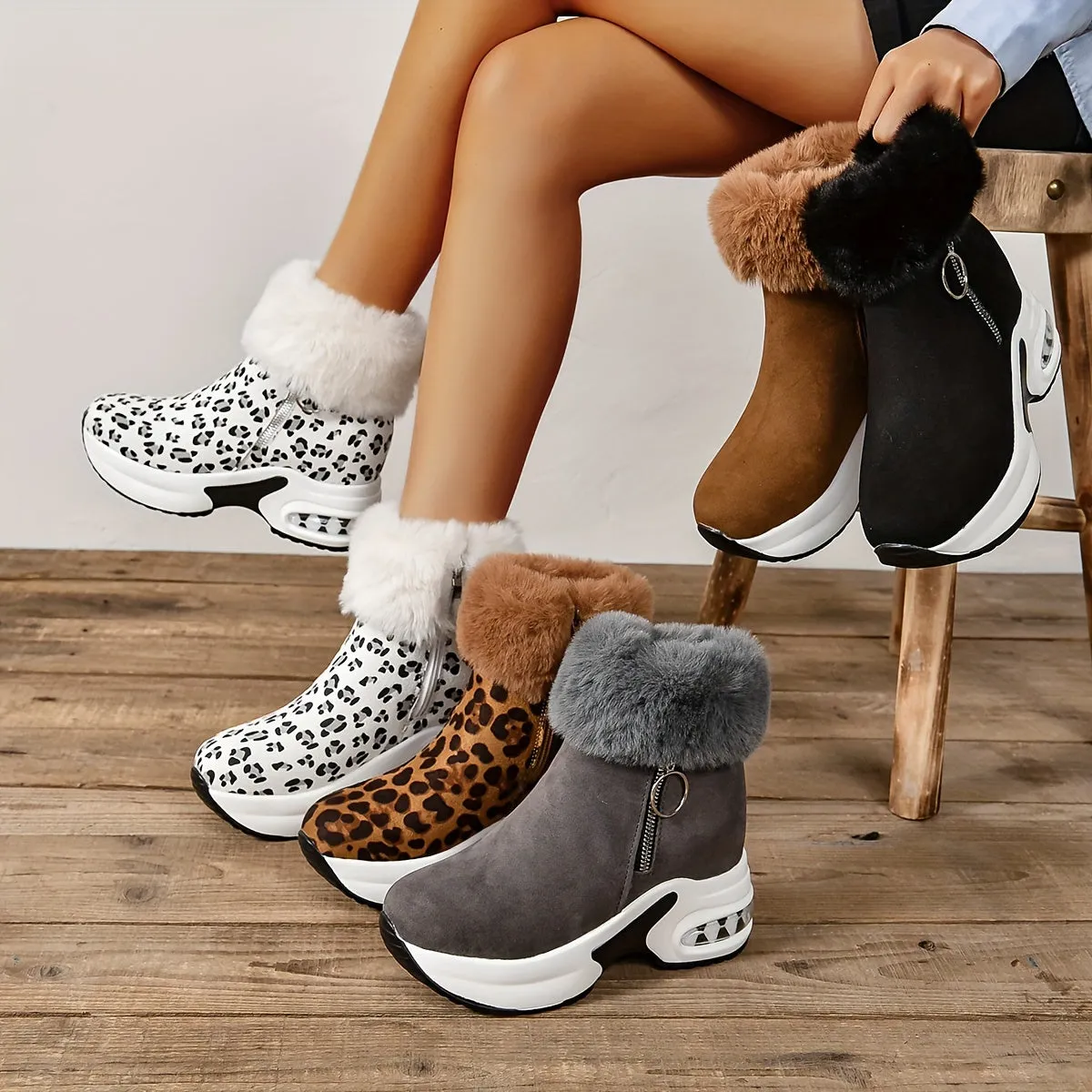 Stylish Plush Platform Boots