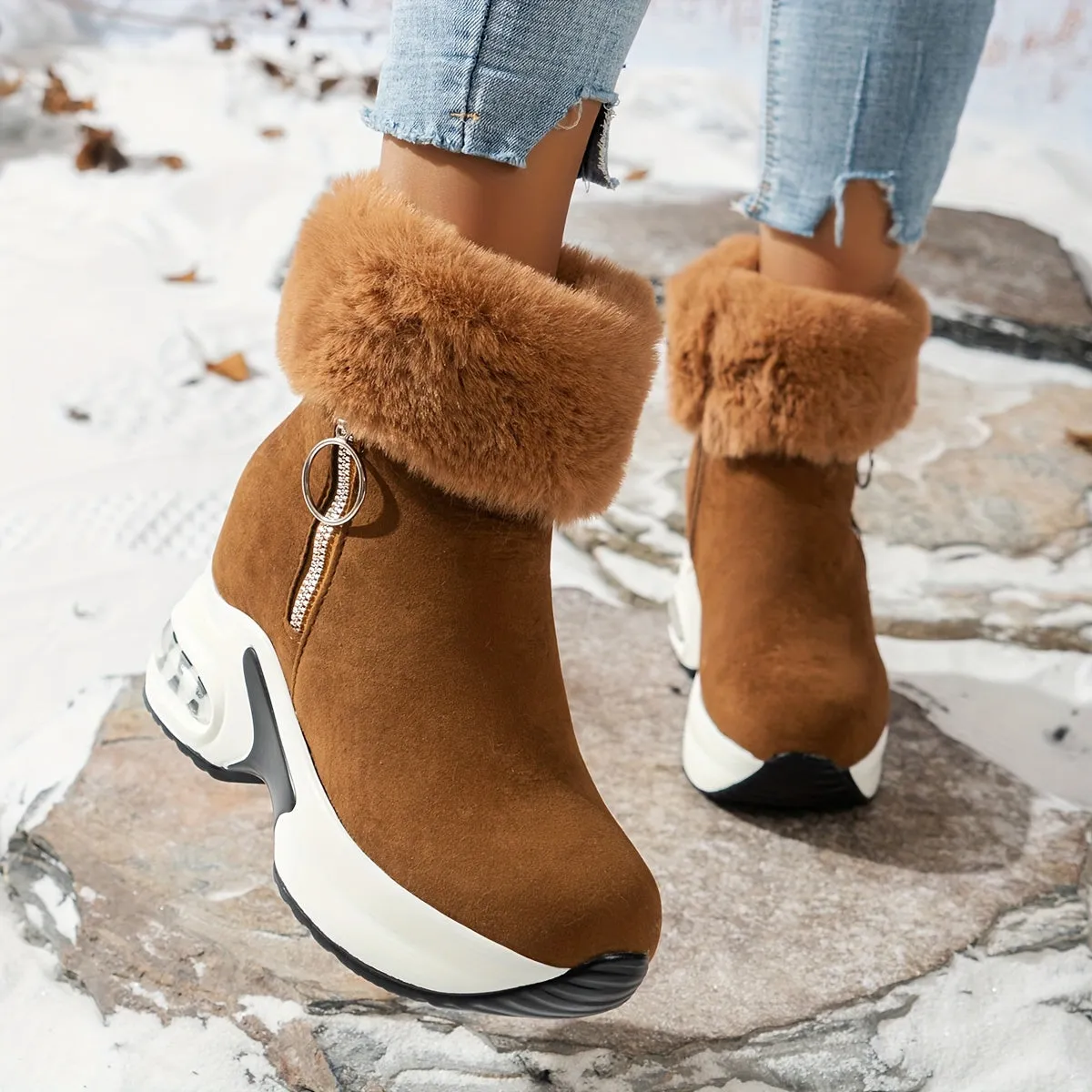 Stylish Plush Platform Boots