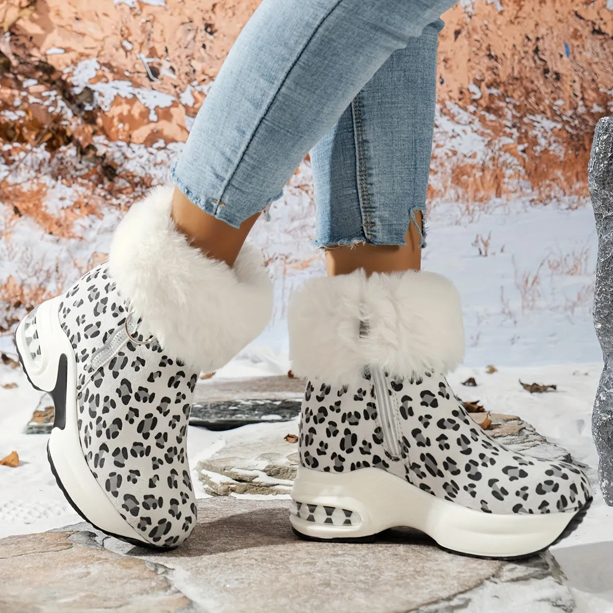 Stylish Plush Platform Boots