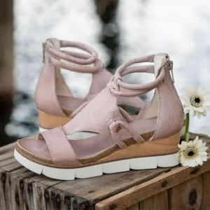 Stylish Women Zipper Sandals Fashion Summer Elegant Non Slip High Womens Sandals