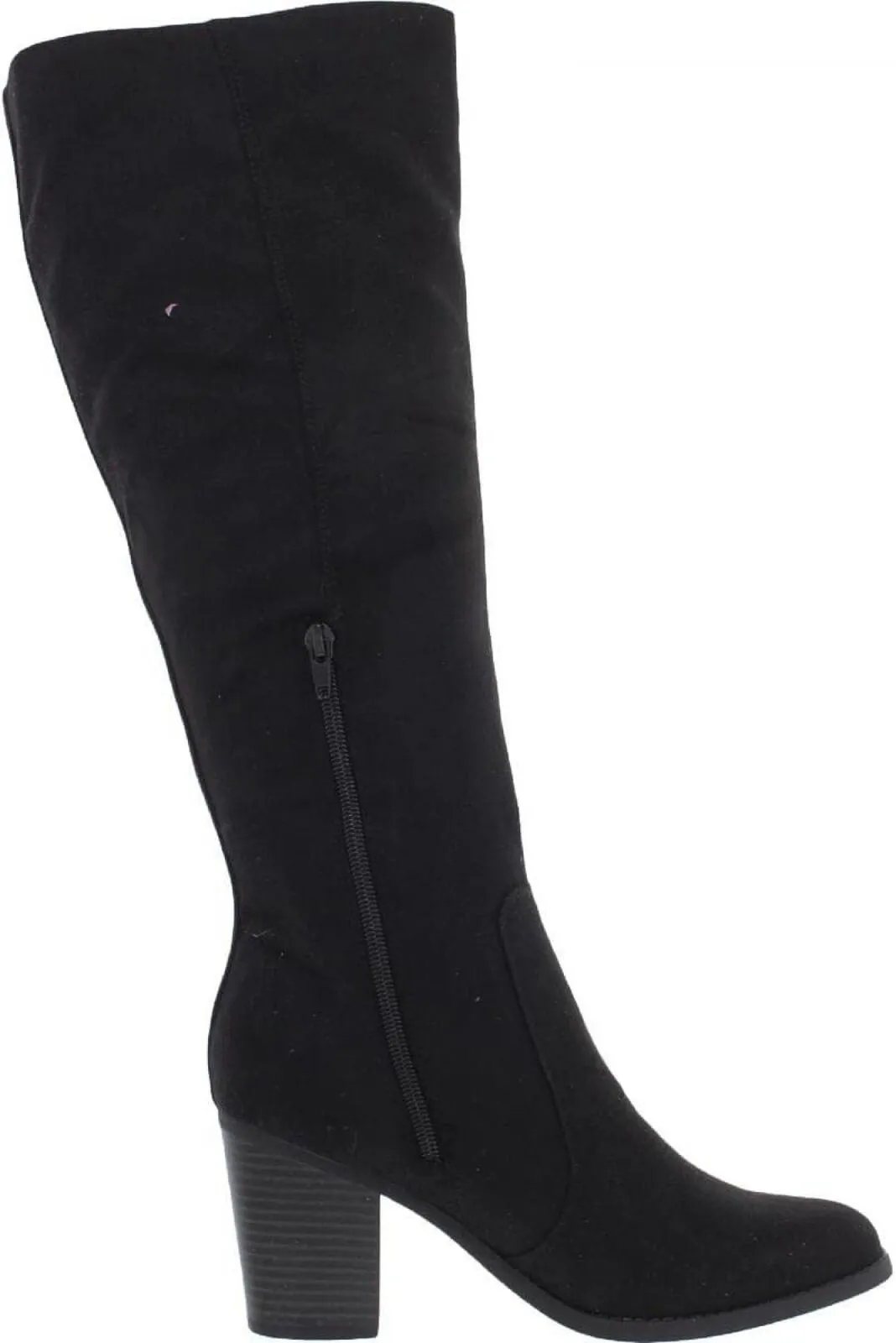 Sugar Womens Trendy Riding Boots Heeled Knee High Black Oil Fabric 8M