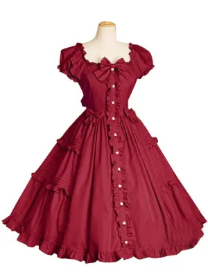 Sweet Lolita Dress OP White Cotton Short Sleeve Lolita One Piece Dress