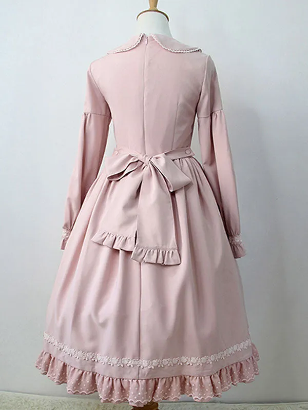 Sweet Lolita OP Dress Ruffles Long Sleeves Lolita One Piece Dresses