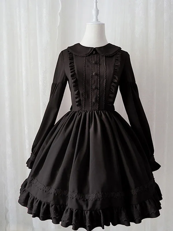 Sweet Lolita OP Dress Ruffles Long Sleeves Lolita One Piece Dresses