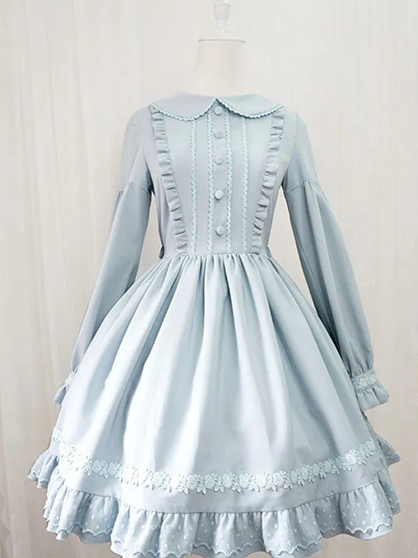 Sweet Lolita OP Dress Ruffles Long Sleeves Lolita One Piece Dresses