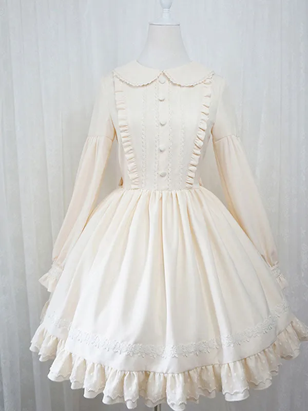 Sweet Lolita OP Dress Ruffles Long Sleeves Lolita One Piece Dresses