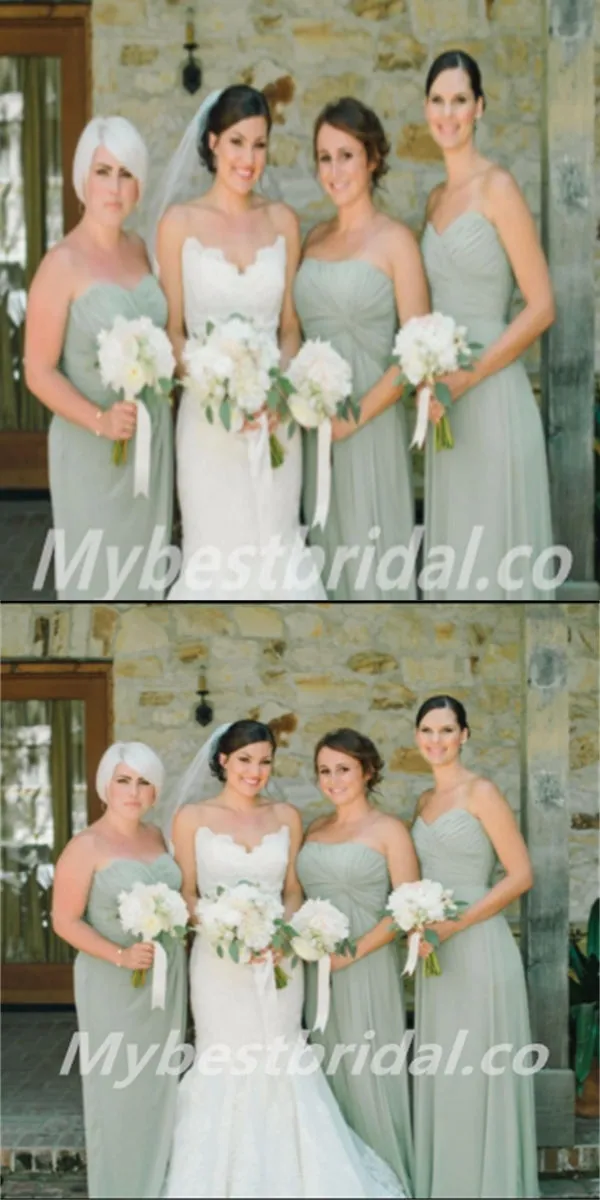 Sweetheart A-line Sleeveless Pleats Elegant Simple Long Bridesmaid Dresses,BDS0192