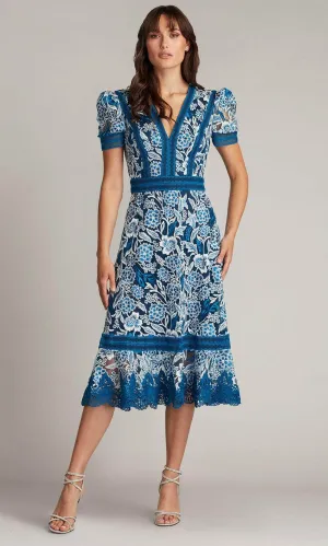 Tadashi Shoji CDP24209MD - V-Neck Floral Embroidered Evening Dress