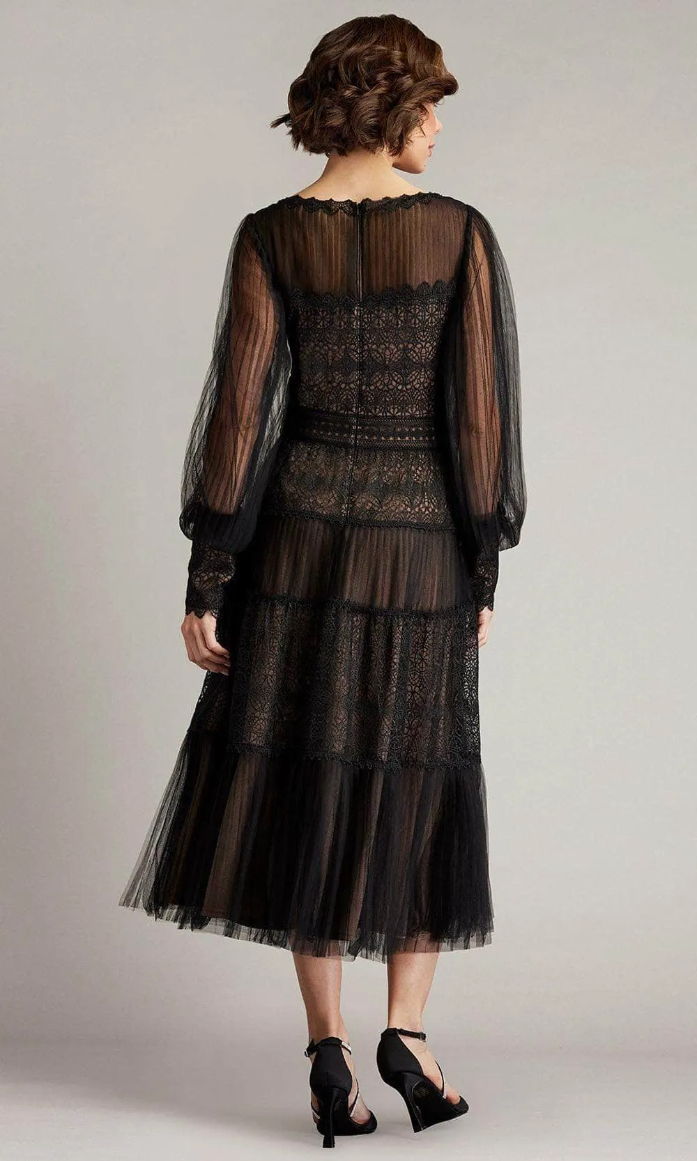 Tadashi Shoji CFW24593MD - Sheer Bishop Sleeve Dress