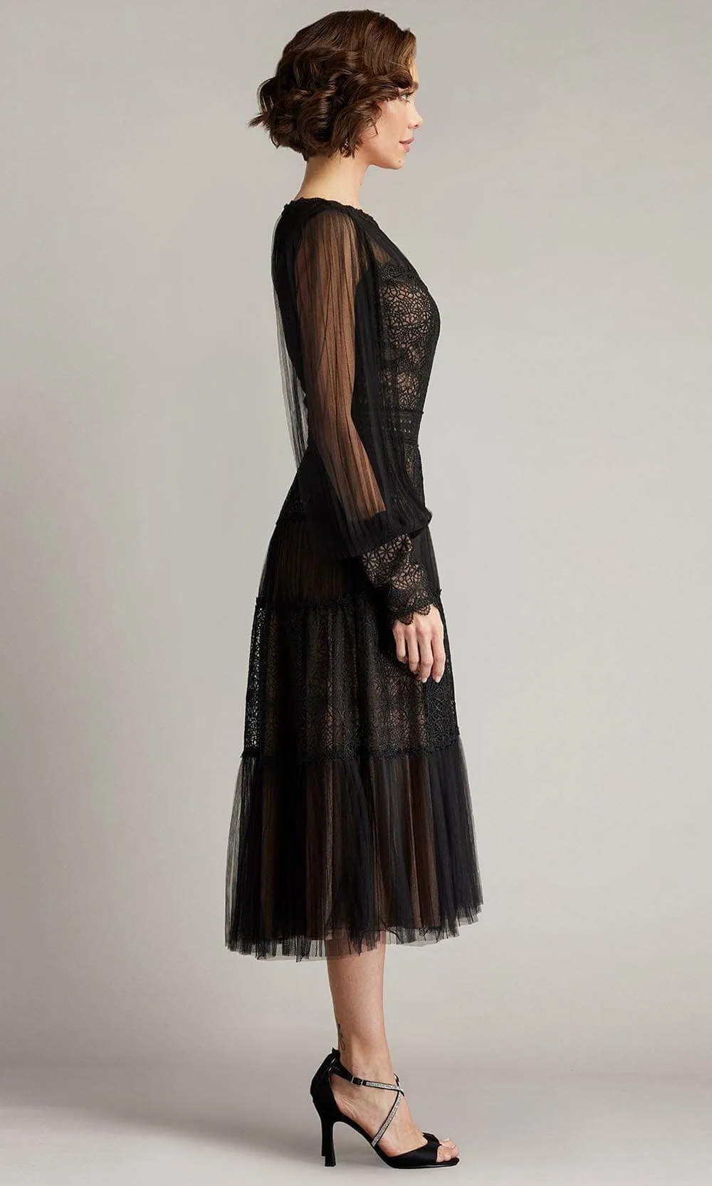 Tadashi Shoji CFW24593MD - Sheer Bishop Sleeve Dress