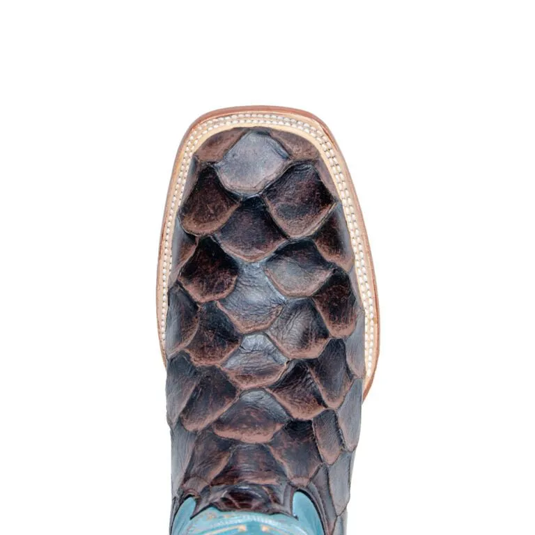 TANNER MARK MEN’S Monster Fish Print Matte Brown Western Boots