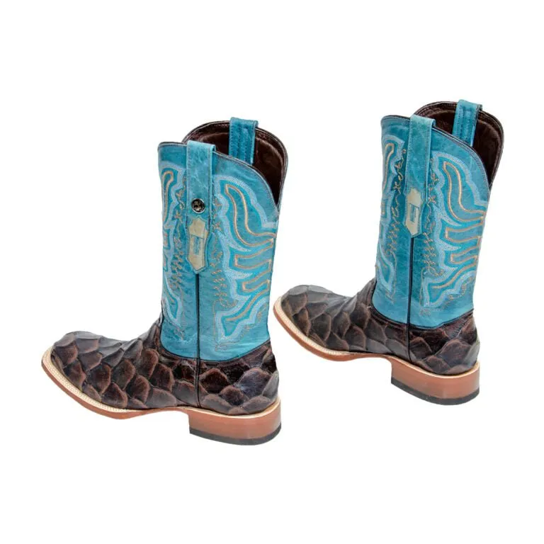 TANNER MARK MEN’S Monster Fish Print Matte Brown Western Boots