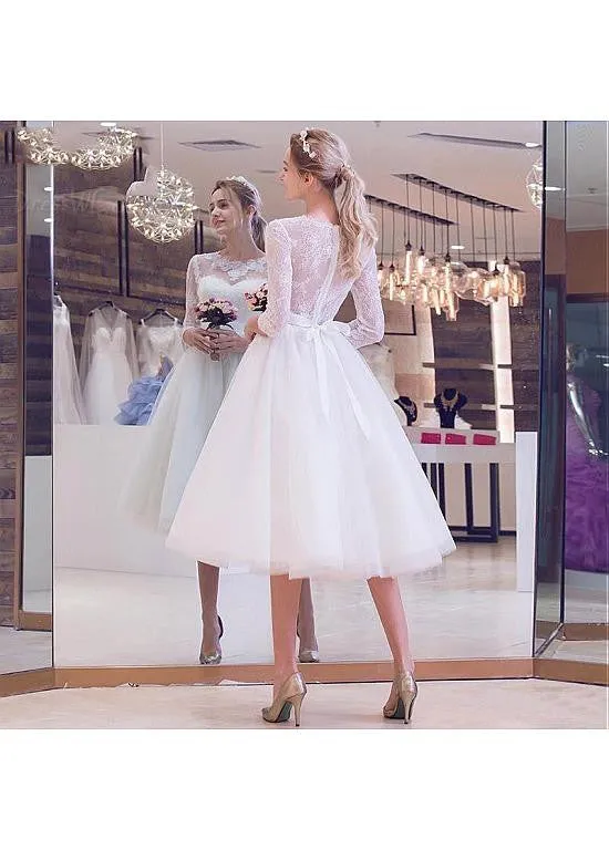 Tea-length A-line Wedding Dresses