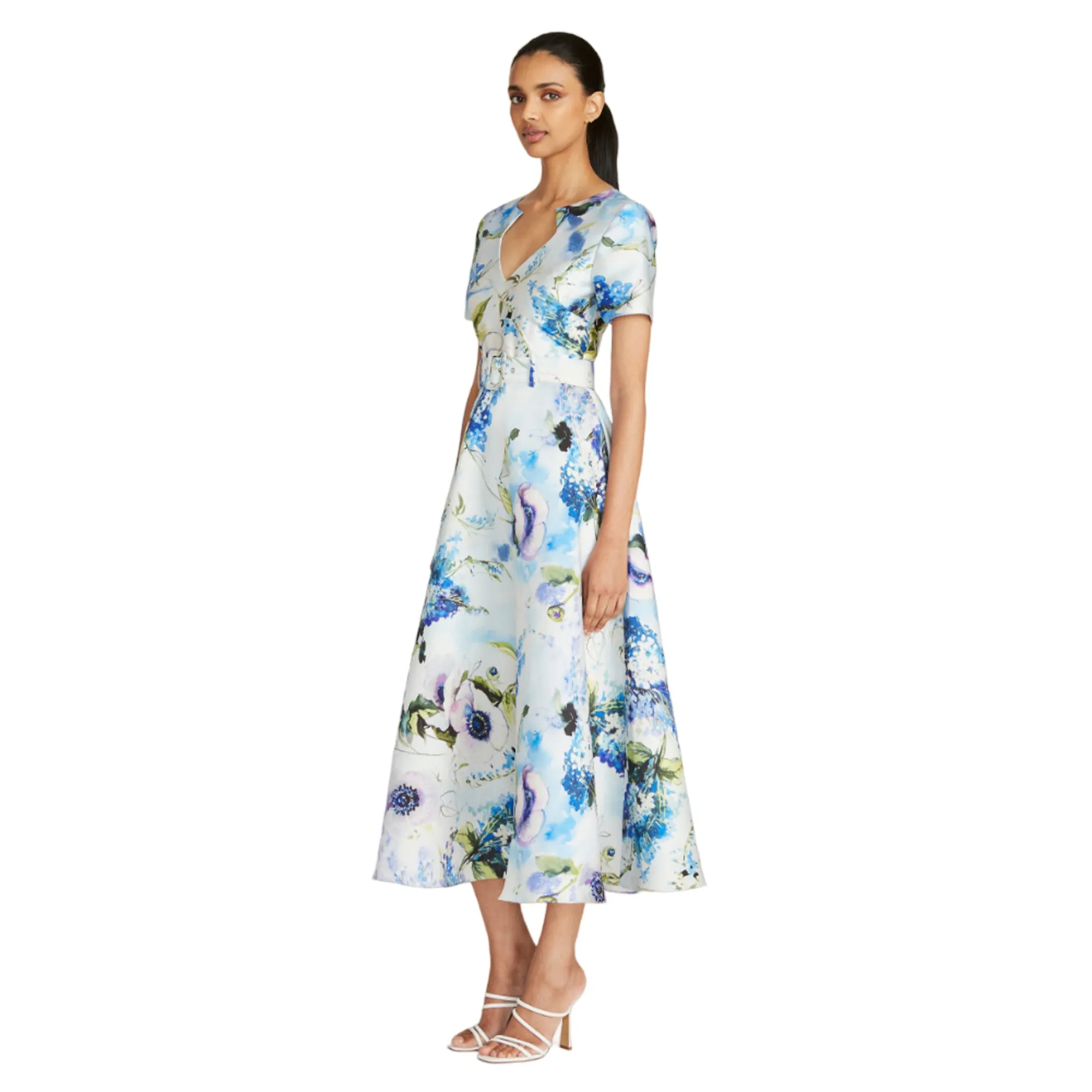 Theia Women's Sylvia Belted Tea Length Dress