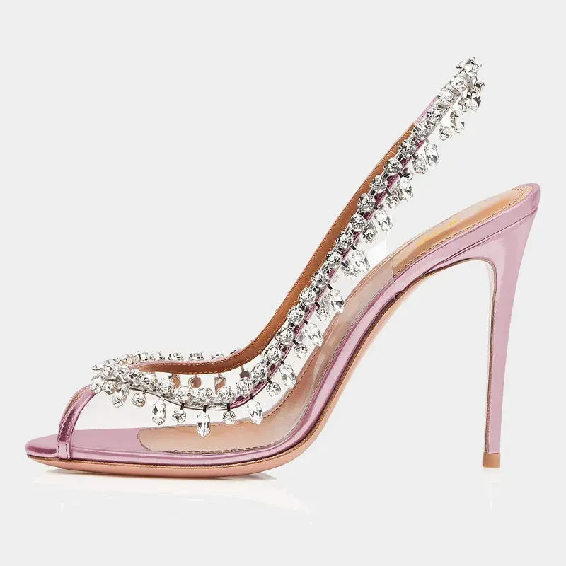 Transparent Rhinestone High Heels