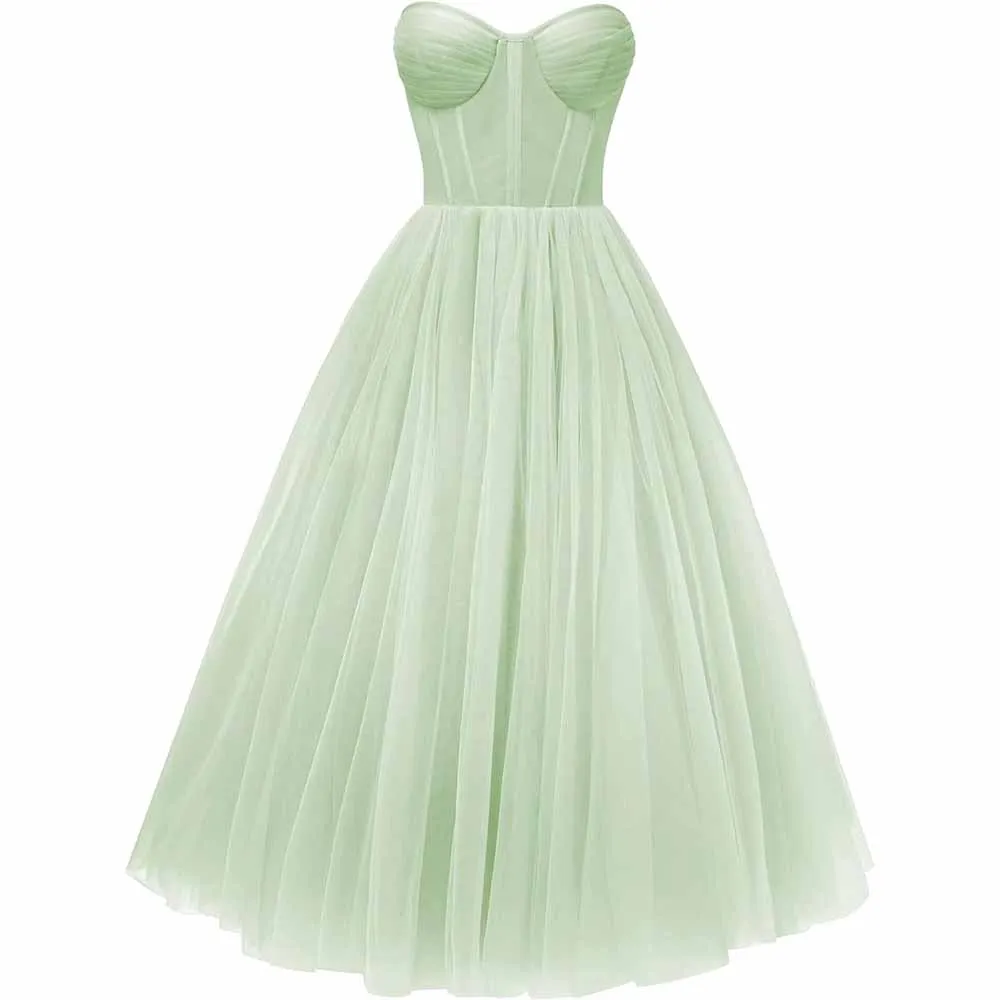 Tulle Prom Dresses Teens Ball Gown Corset Homecoming Dresses Tea Length Formal Cocktail Dress