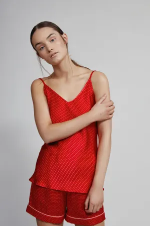 v neck camisole, ruby dot