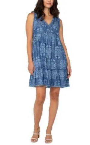 V-Neck Ruffle Dress with Pockets