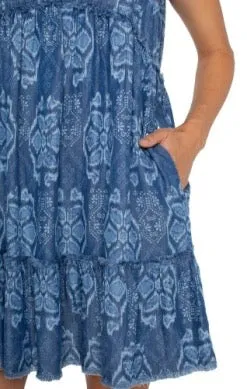 V-Neck Ruffle Dress with Pockets