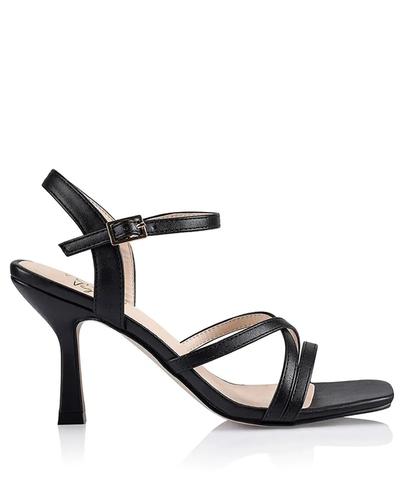 Verali Persimmon Black Strappy Heels