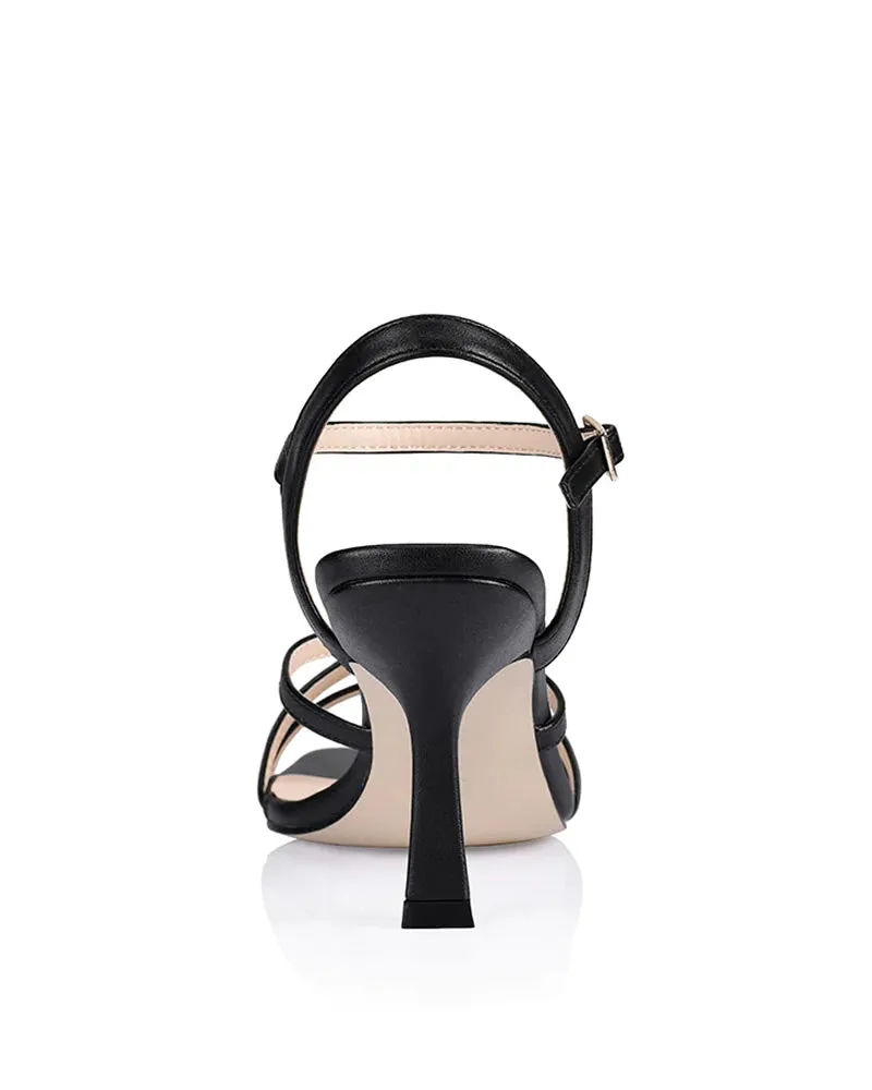 Verali Persimmon Black Strappy Heels