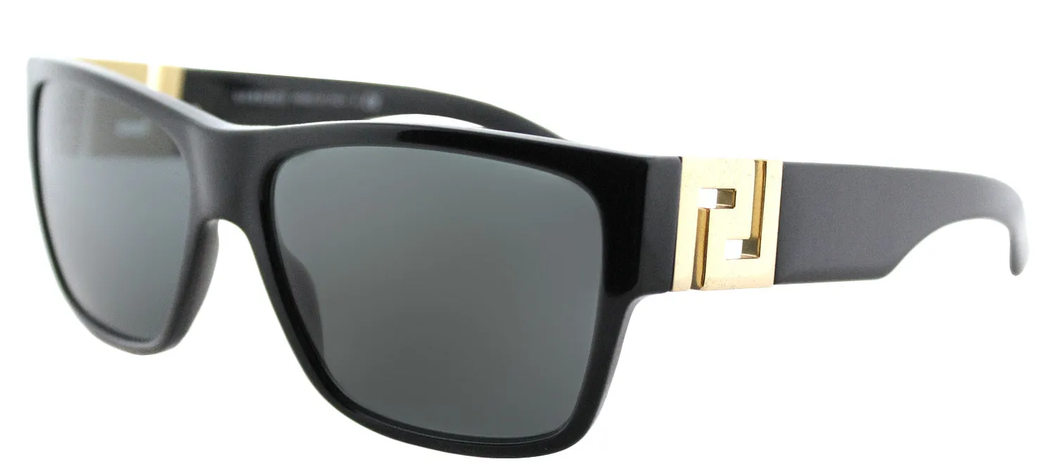 Versace VE 4296 GB1/87 Square Plastic Black Sunglasses with Grey Lens