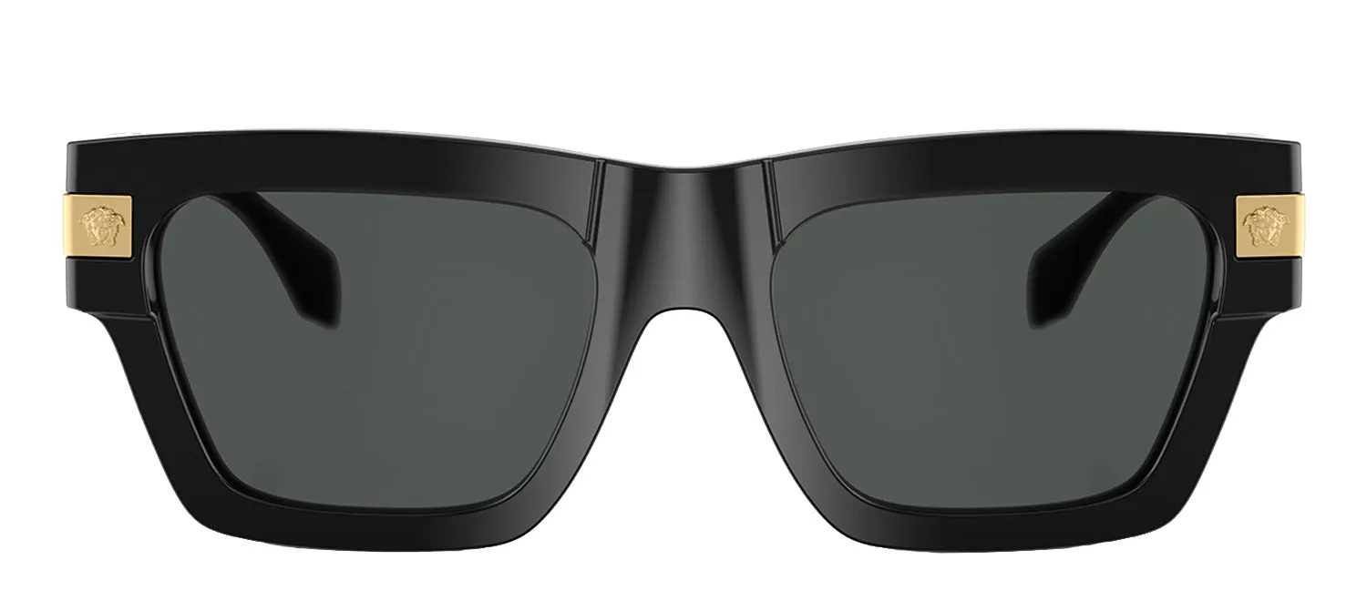 Versace VE 4464 GB1/87 Rectangle Plastic Black Sunglasses with Grey Lens