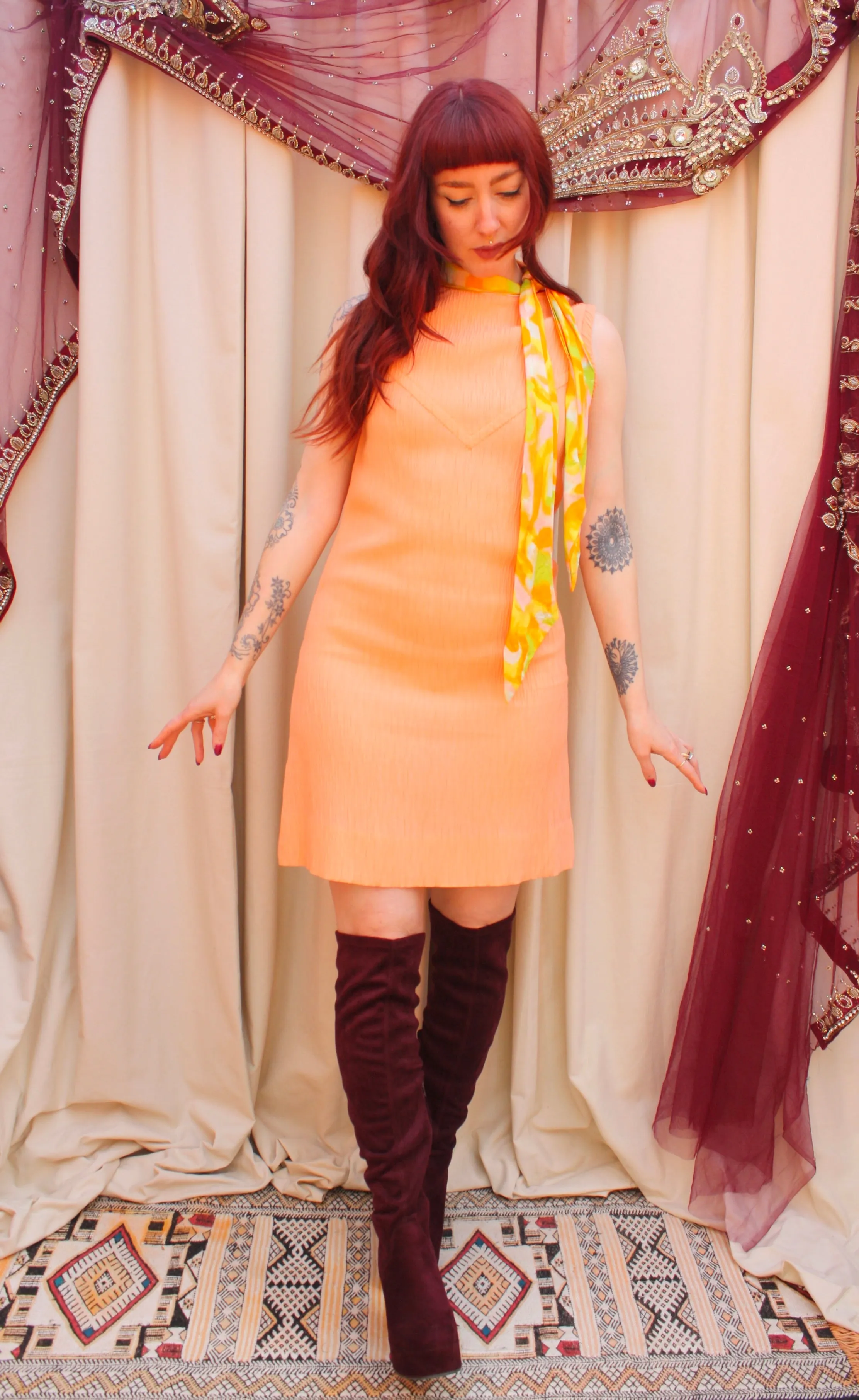 Vintage 60s Scarf Mini Dress