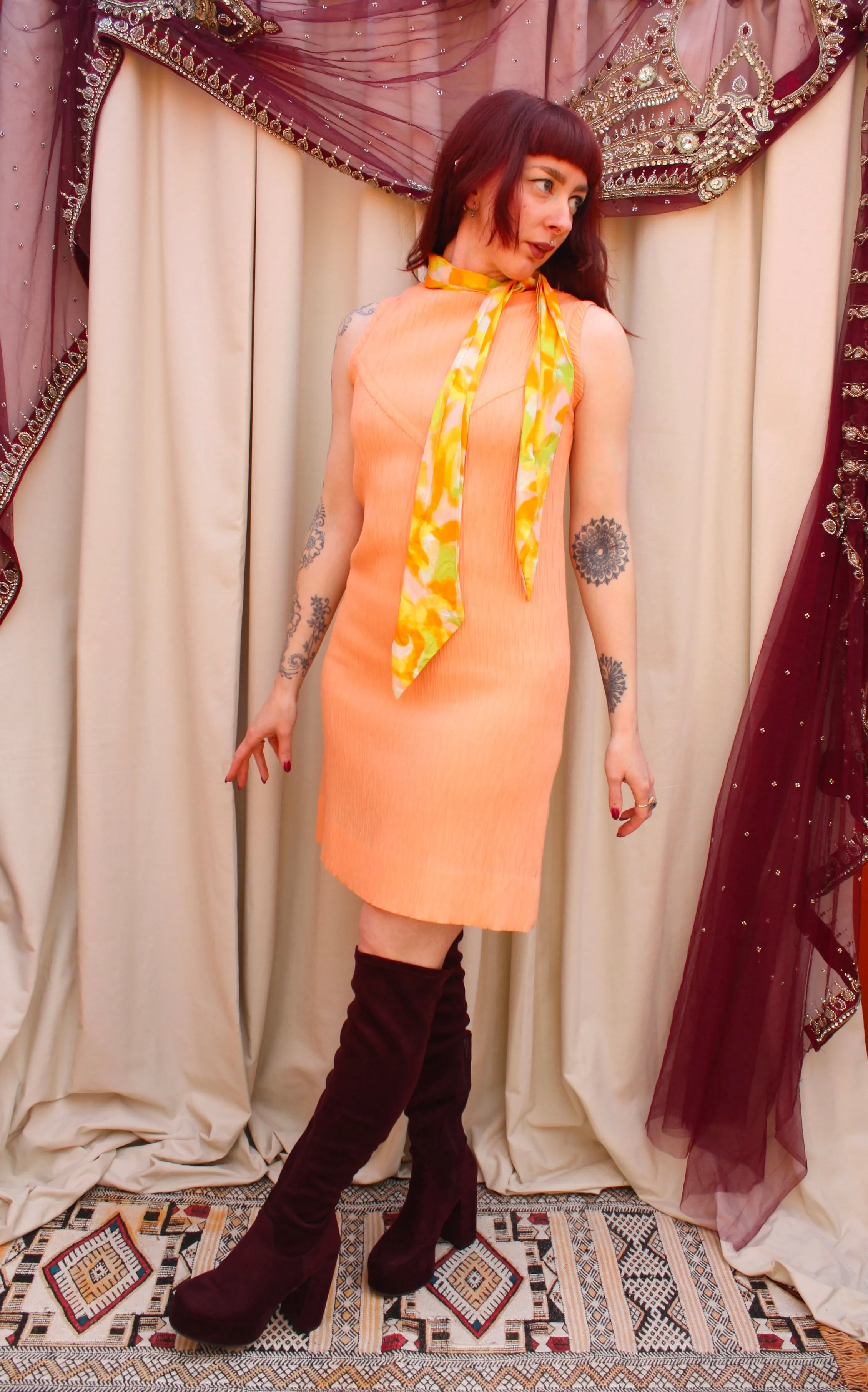 Vintage 60s Scarf Mini Dress