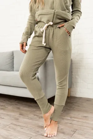 Waffle Knit Joggers- Willow