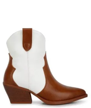 Wales Faux Leaher Patchwork Detail Boots