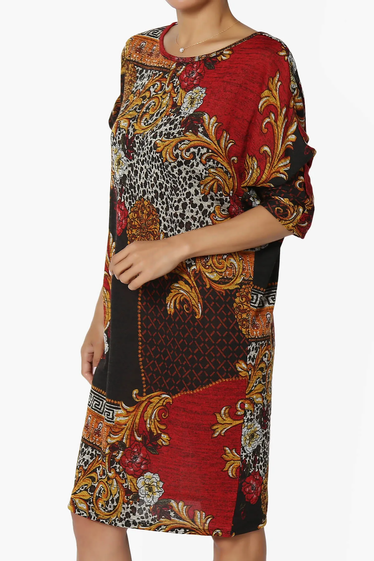 Wanda Printed Dolman Sleeve Dress