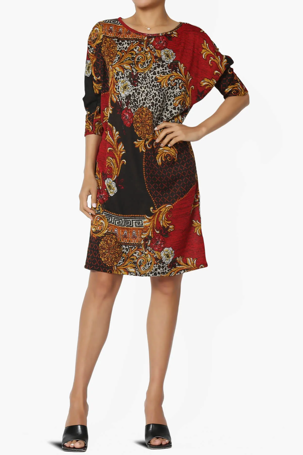 Wanda Printed Dolman Sleeve Dress