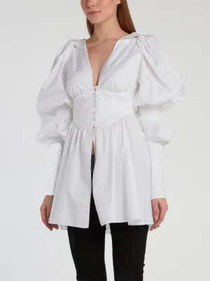 White Victorian Sleeve Flared Shirt