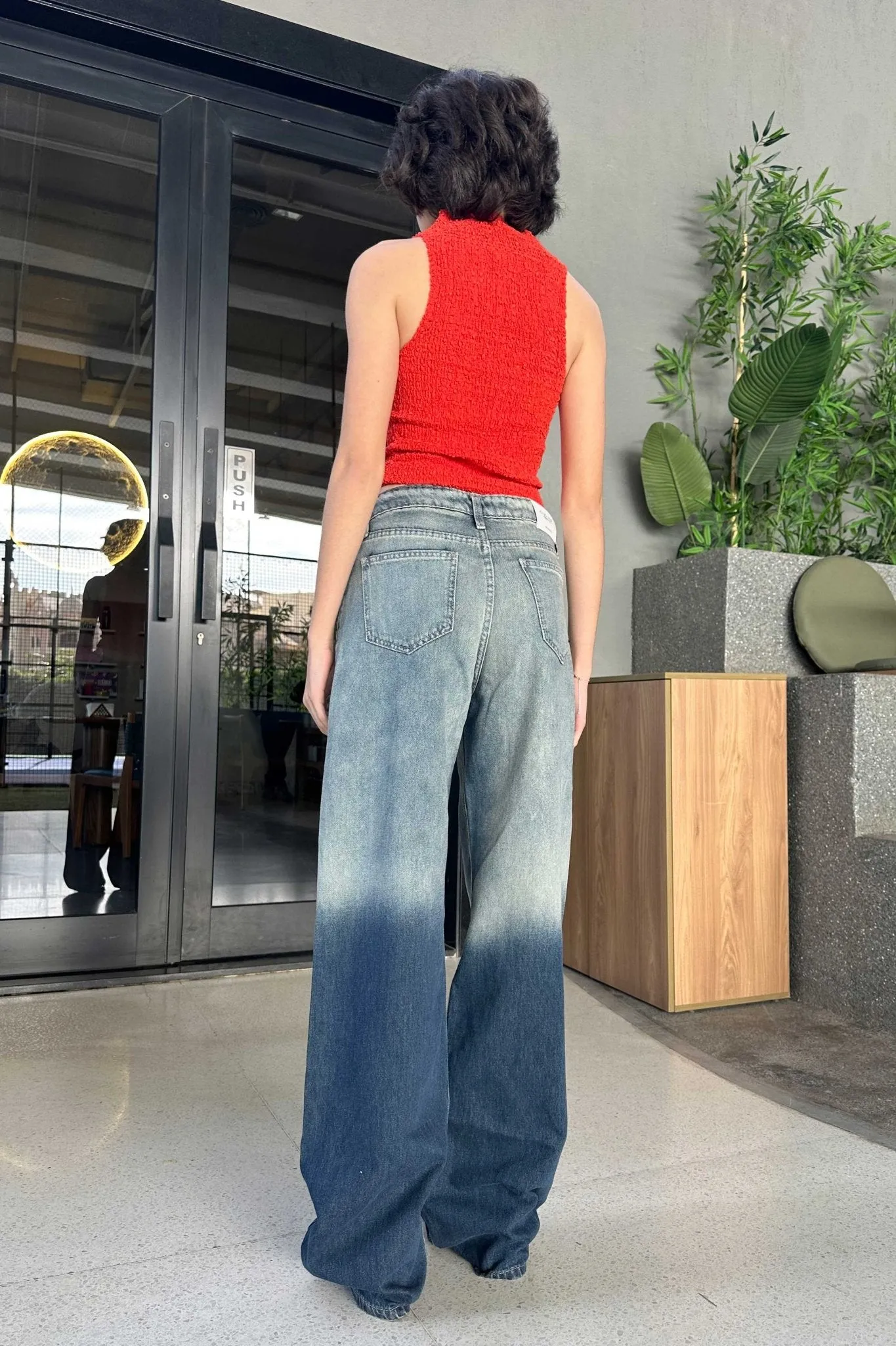Wide-Leg - High-Waist 2-Tone Blue Jeans