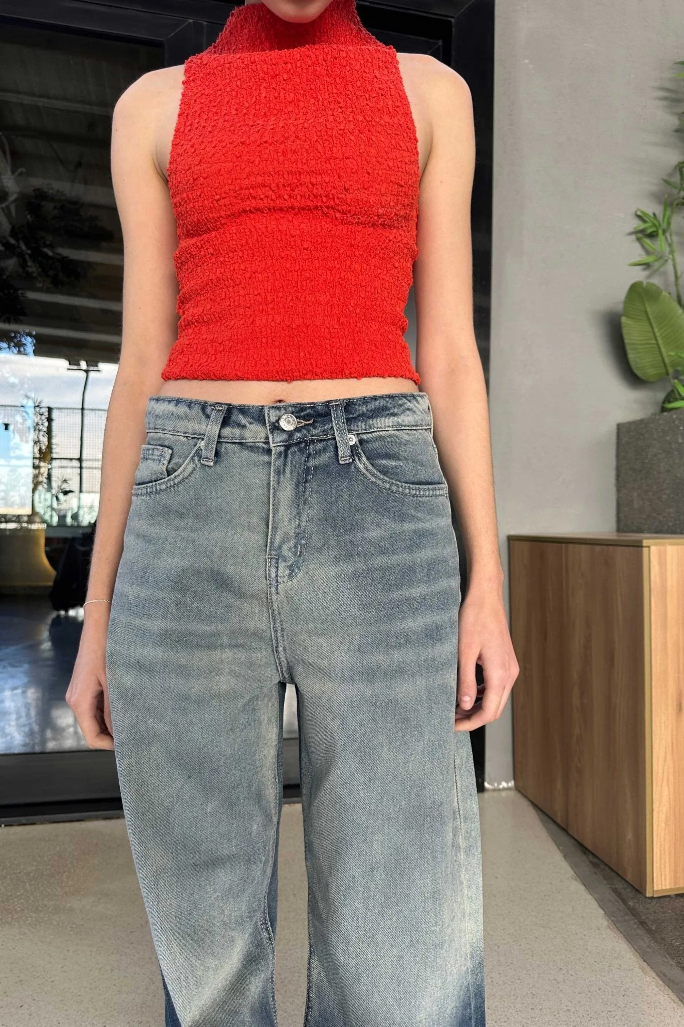 Wide-Leg - High-Waist 2-Tone Blue Jeans